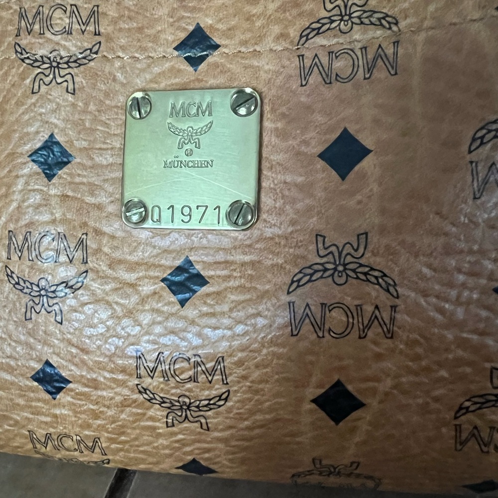 MCM Cognac Visetos Briefcase Work Bag Shoulder Heritage Shopper Vintage Q1971 - Picture 5 of 15
